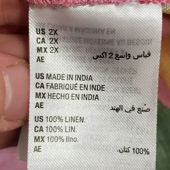 Charter Club Womens Long Sleeve Linen Button Up Top Size 2X Floral Beach Coastal - Picture 5 of 12